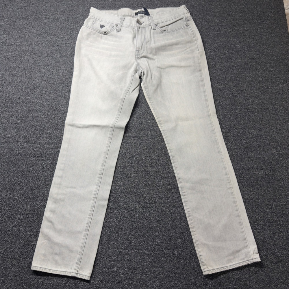 Guess Brit Rocker Slim Tapered Jeans Mens 34x32 Light Grey Wash Denim